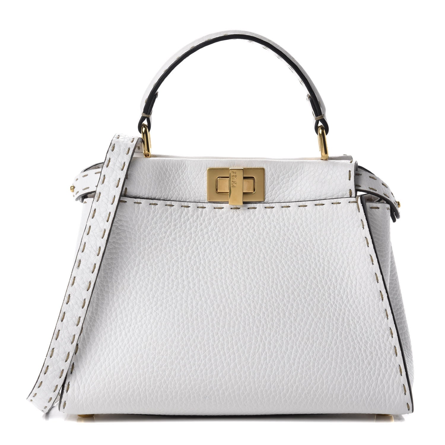 Fendi Cuoio Romano Selleria Mini Peekaboo Iconic Satchel White 1 of 11