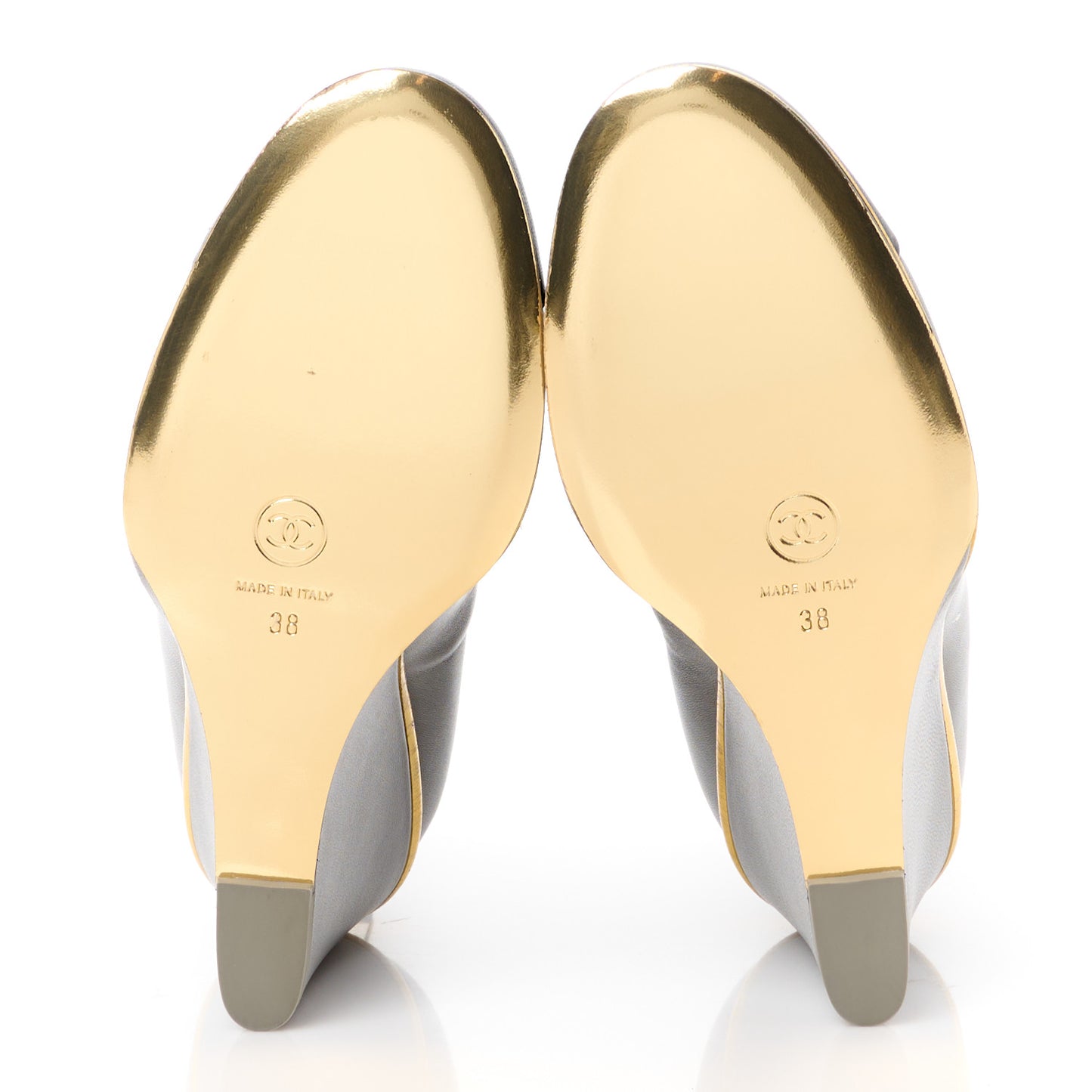 Lambskin Cap Toe Open Wedge 38 Grey Black