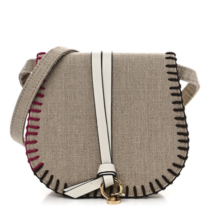 Chloe Canvas Calfskin Mini Alphabet Saddle Bag Sand 1 of 9