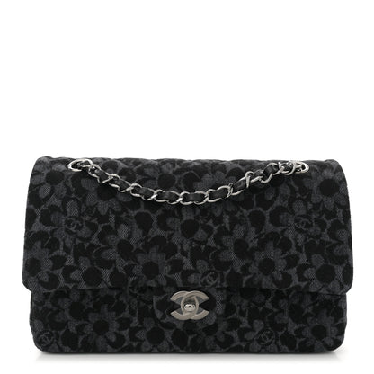 Chanel Printed Denim Quilted Flower Medium Double Flap Black 1 of 11