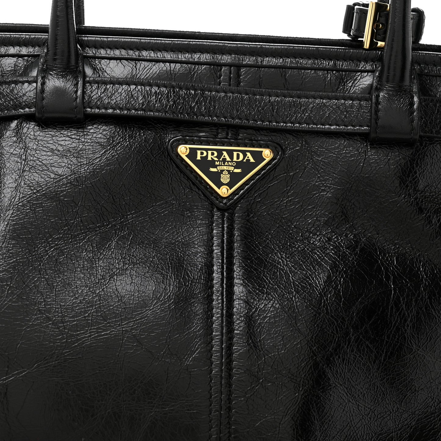 Glossy Calfskin Triangle Large Bonnie Shoulder Bag Black