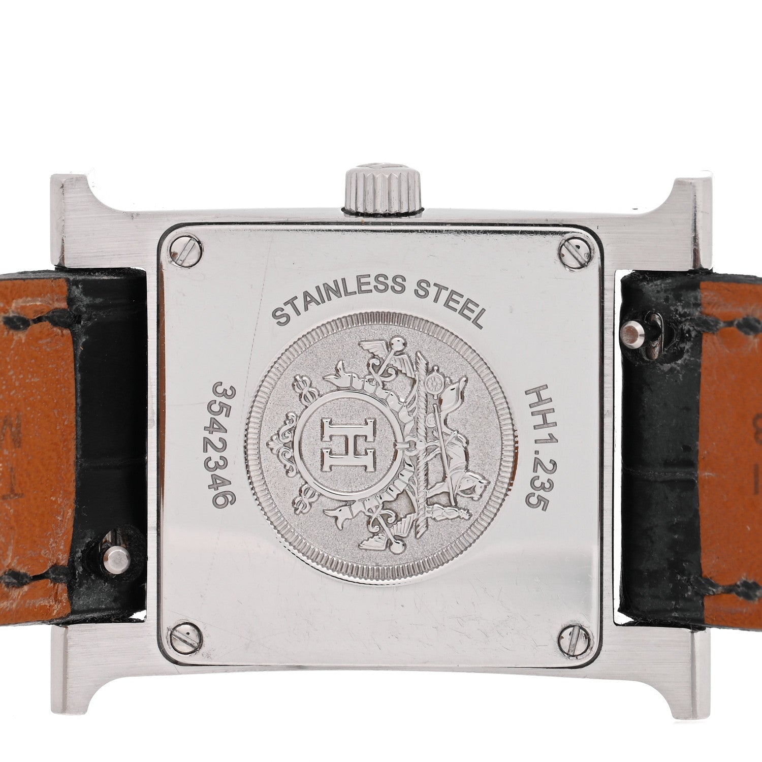 Hermes Stainless Steel Alligator Diamond Bezel Mother of Pearl 21mm Heure H Hour Quartz Watch Noir 4 of 4