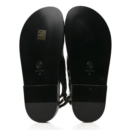 Chanel Grained Calfskin Velcro Dad Sandals 36 Black 5 of 9
