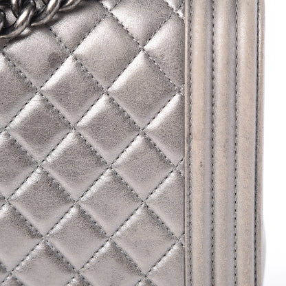 Chanel Metallic Calfskin Quilted Large Boy Flap Silver 13 of 17
