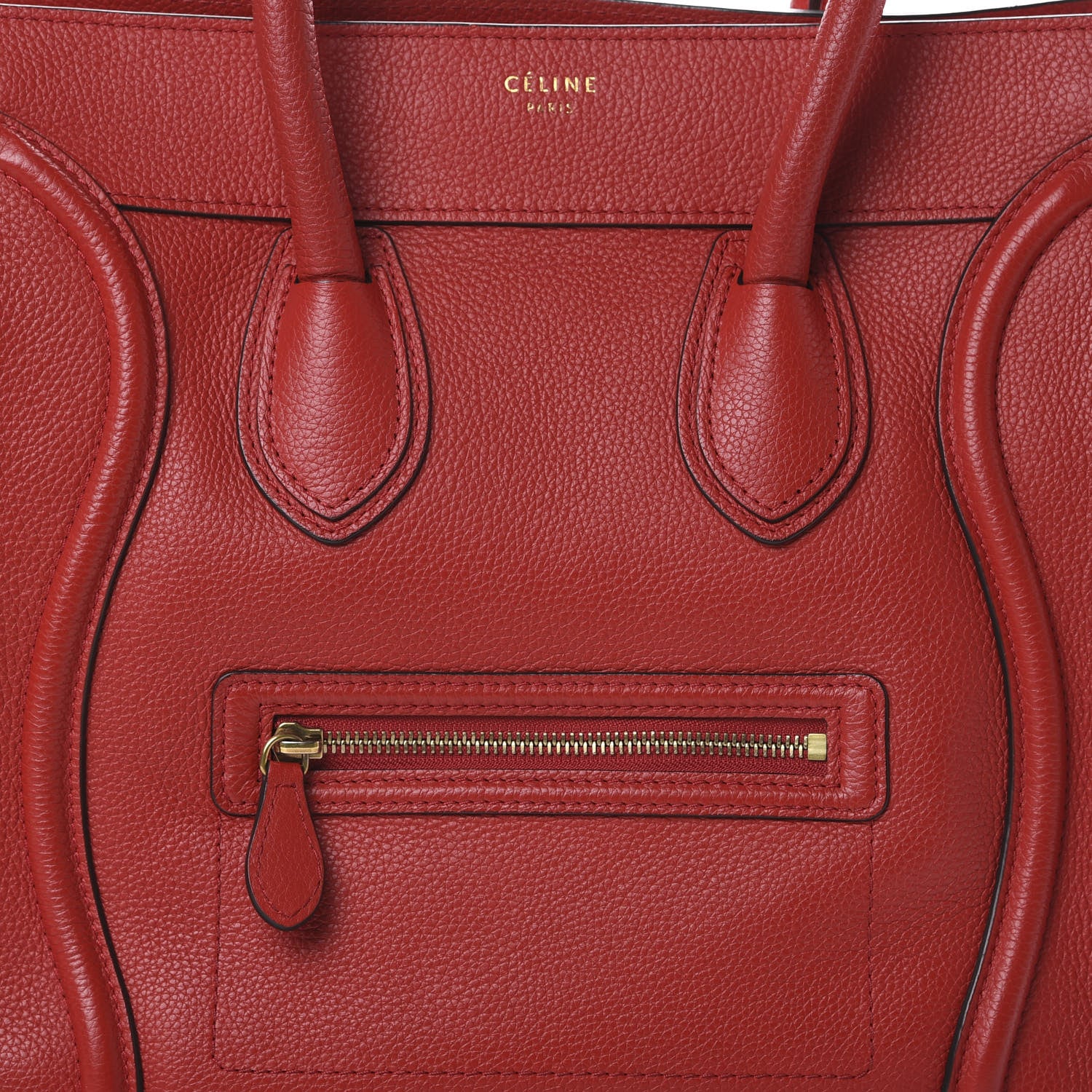 Celine Drummed Calfskin Mini Luggage Coquelicot 14 of 14