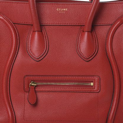 Celine Drummed Calfskin Mini Luggage Coquelicot 14 of 14