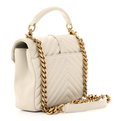 Saint Laurent Sheepskin Matelasse Chevron Monogram Medium College Bag Crema Soft 3 of 13