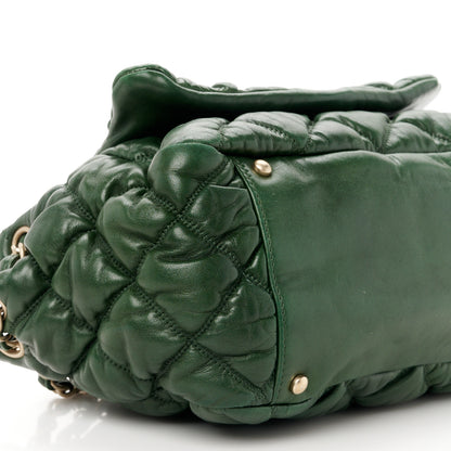 Chanel Lambskin Bubble Quilt Accordion Flap Dark Green 9 of 10