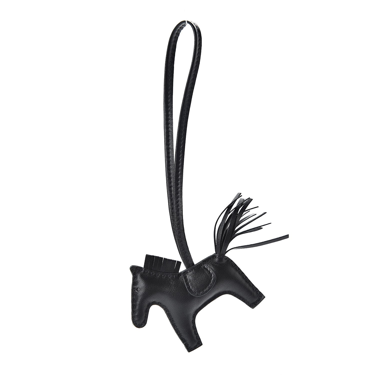 Hermes Milo Lambskin Grigri Rodeo Horse Bag Charm PM So Black 1 of 4