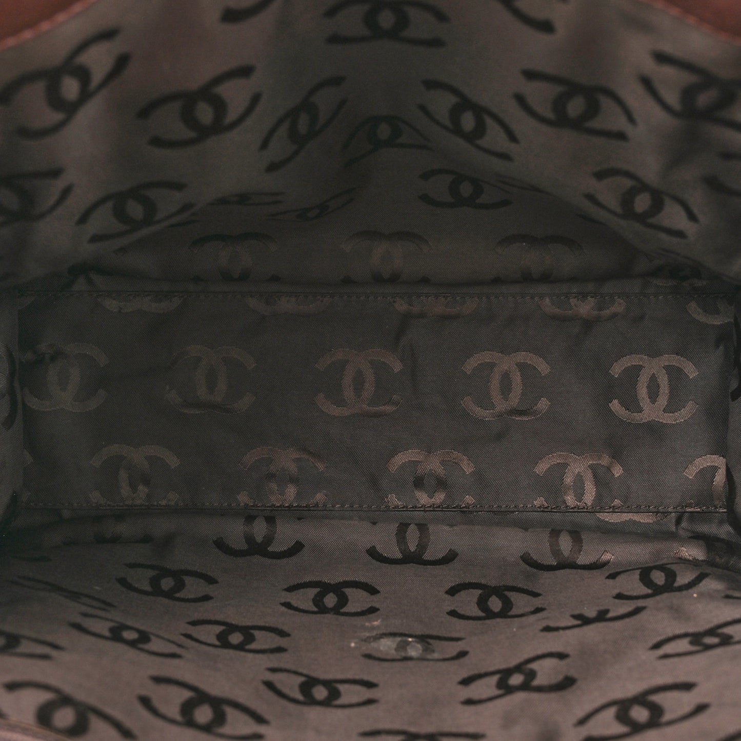 Calfskin Stitched Chocolate Bar Shopping Tote Dark Brown