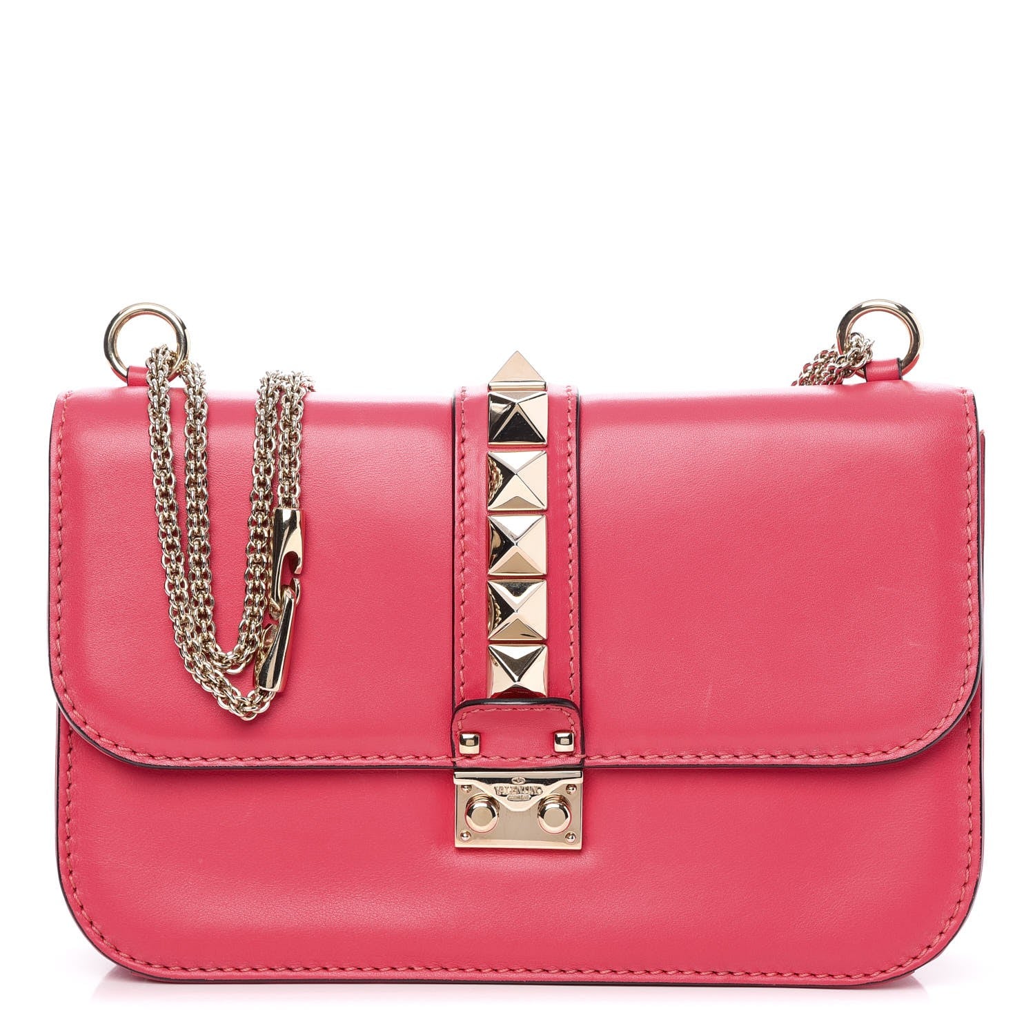 Valentino Garavani Vitello Medium Glam Lock Rockstud Flap Deep Rose 1 of 11