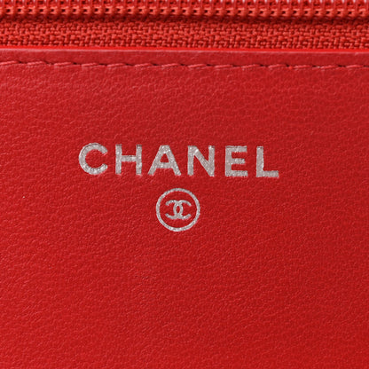 Chanel Lambskin Quilted CC Crossing Wallet On Chain WOC Red 6 of 13