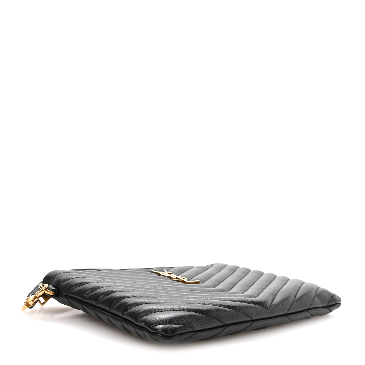 Calfskin Matelasse Chevron Monogram A5 Wristlet Black