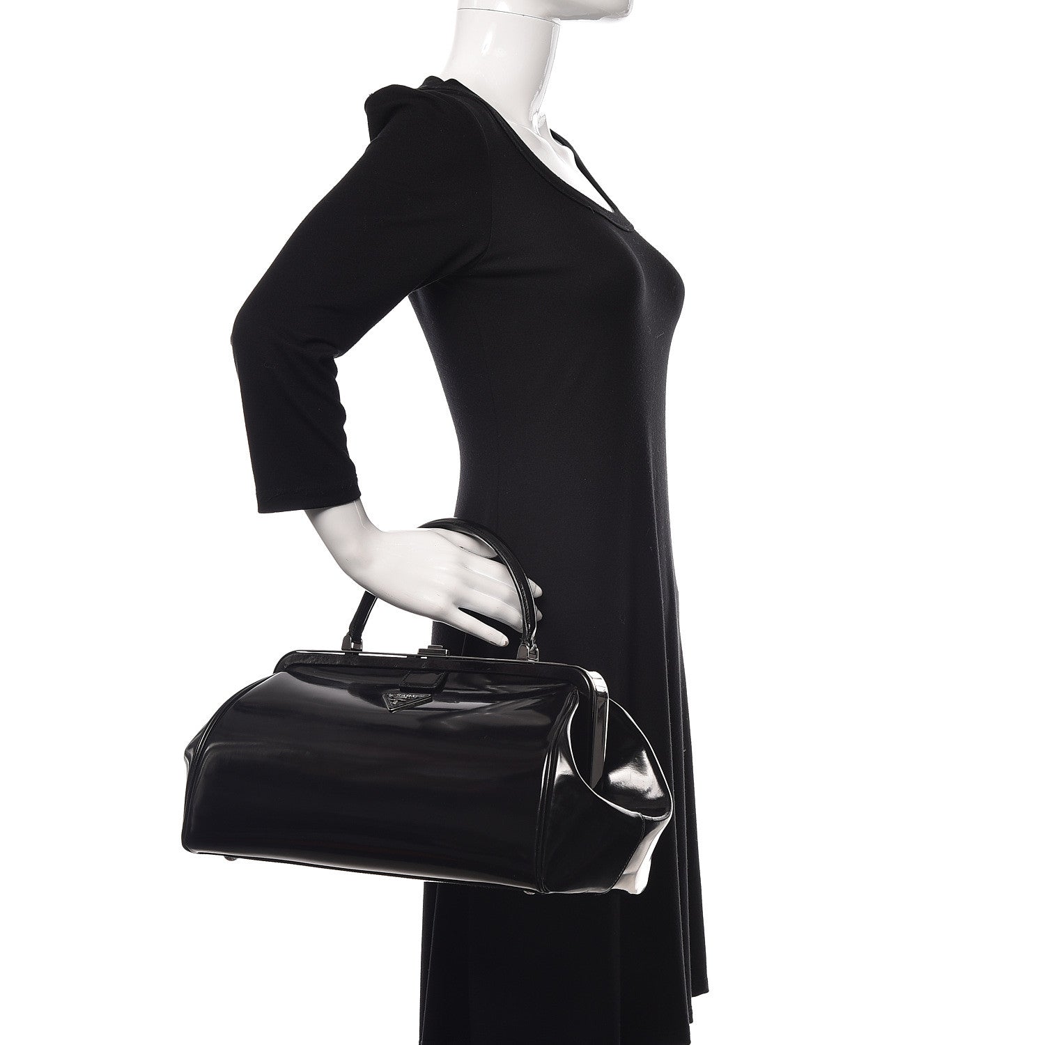 Prada Spazzolato Frame Bag Black 2 of 10
