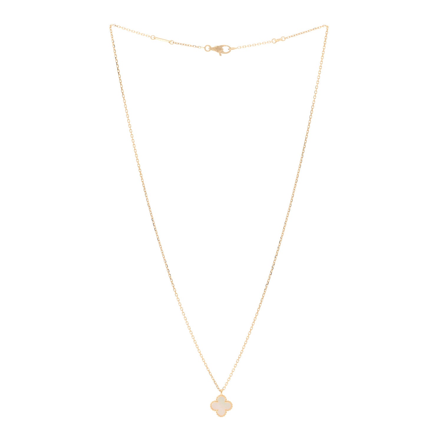 Van Cleef & Arpels 18K Yellow Gold Mother of Pearl Sweet Alhambra Pendant Necklace 3 of 5