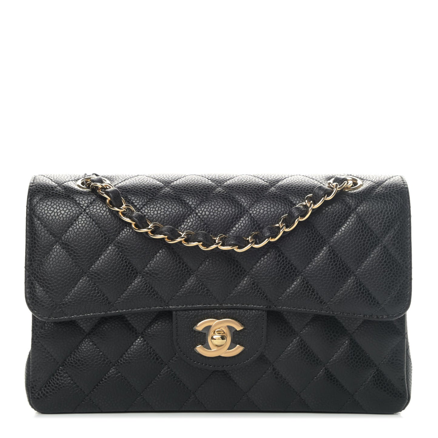 Caviar Quilted Small Double Flap Black