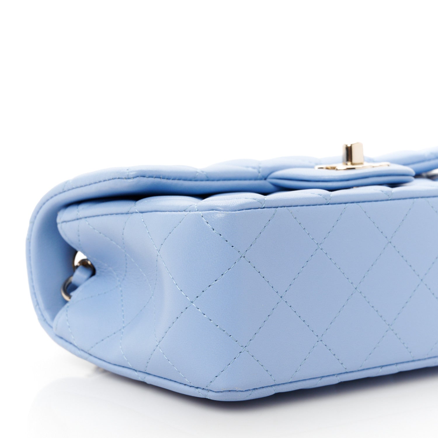 Chanel Lambskin Quilted Mini Rectangular Flap Light Blue 10 of 11