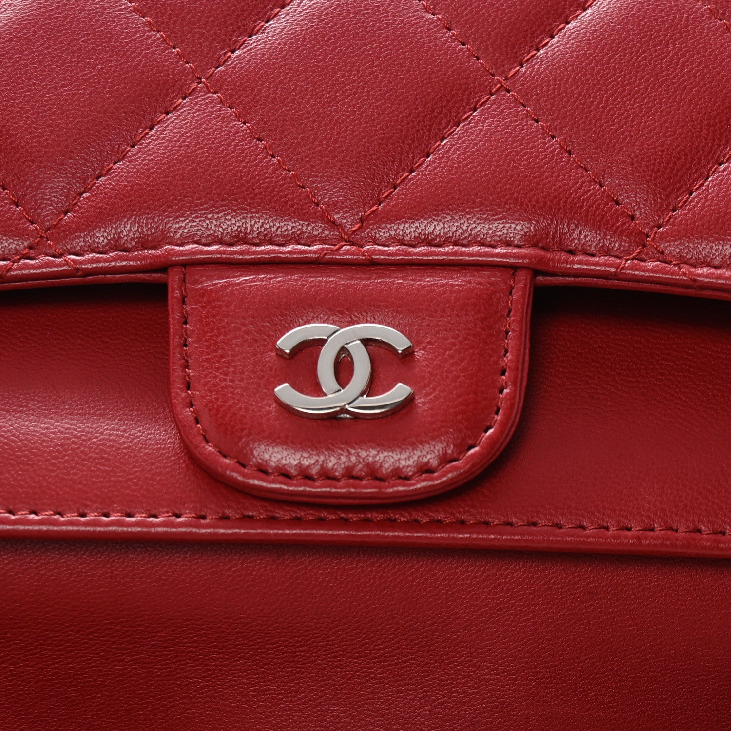 Chanel Lambskin Quilted Large Flap Wallet Red 7 of 8