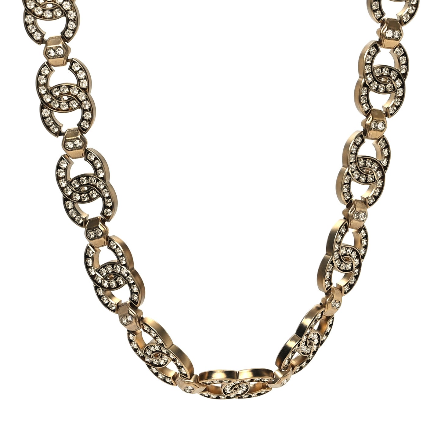 Crystal CC Link Chain Choker  Gold