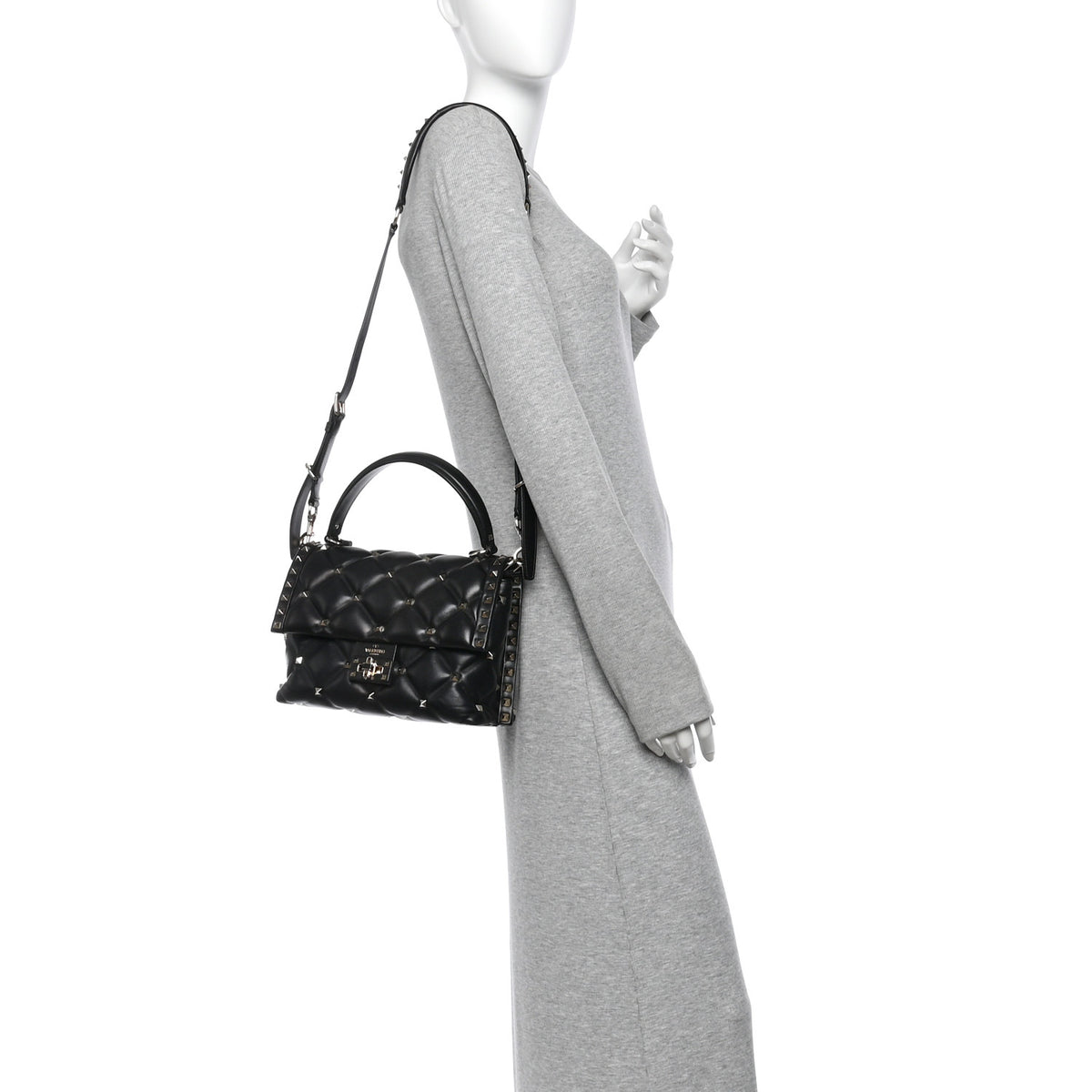 Nappa Medium Candystud Top Handle Bag Black