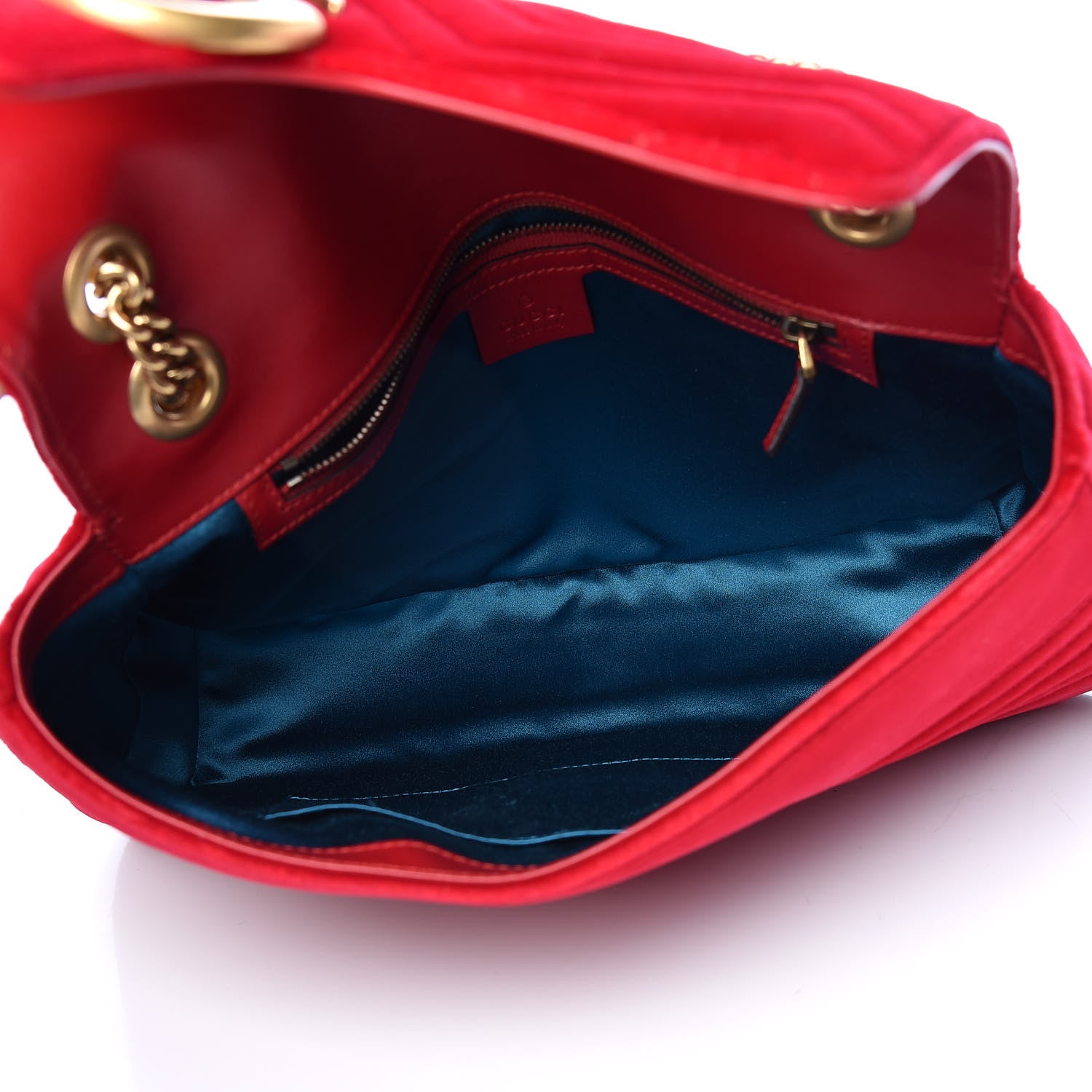 Gucci Velvet Matelasse Medium GG Marmont Shoulder Bag Hibiscus Red 5 of 13