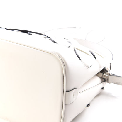 Prada Vitello Intreccio Tress Handbag White Black 6 of 10