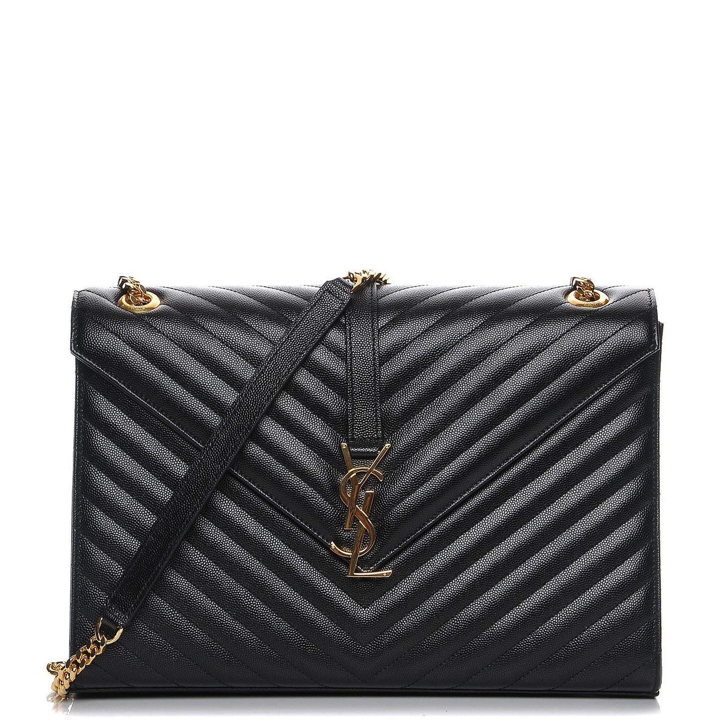 Grain De Poudre Matelasse Chevron Large Monogram Satchel Black