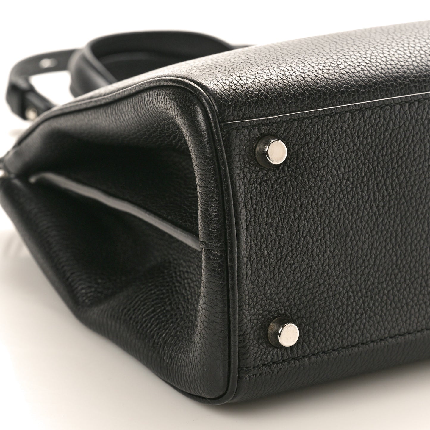 Grainy Calfskin Small Zumi Top Handle Bag Black