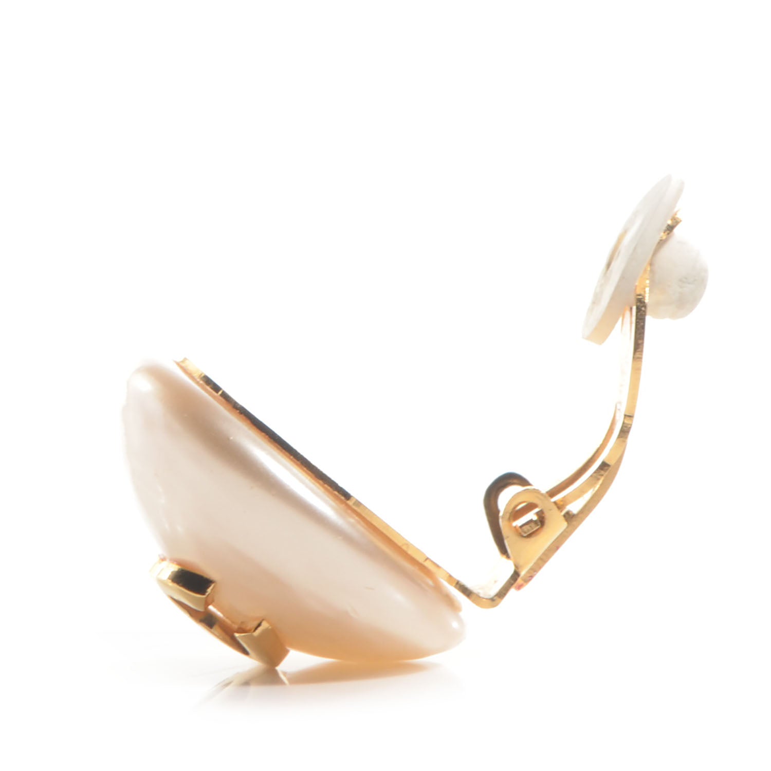 Chanel Pearl CC Clip On Earrings Gold 4 of 5