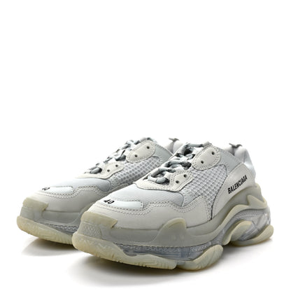 Balenciaga Fabric Mesh Clear Sole Womens Triple S Sneakers 40 Pearl Grey 3 of 8