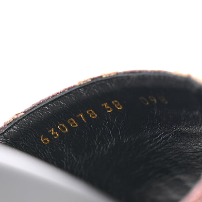 Gucci Lame GG Monogram Angelina Platform 55mm Slide Sandals 38 Brown Beige 9 of 10