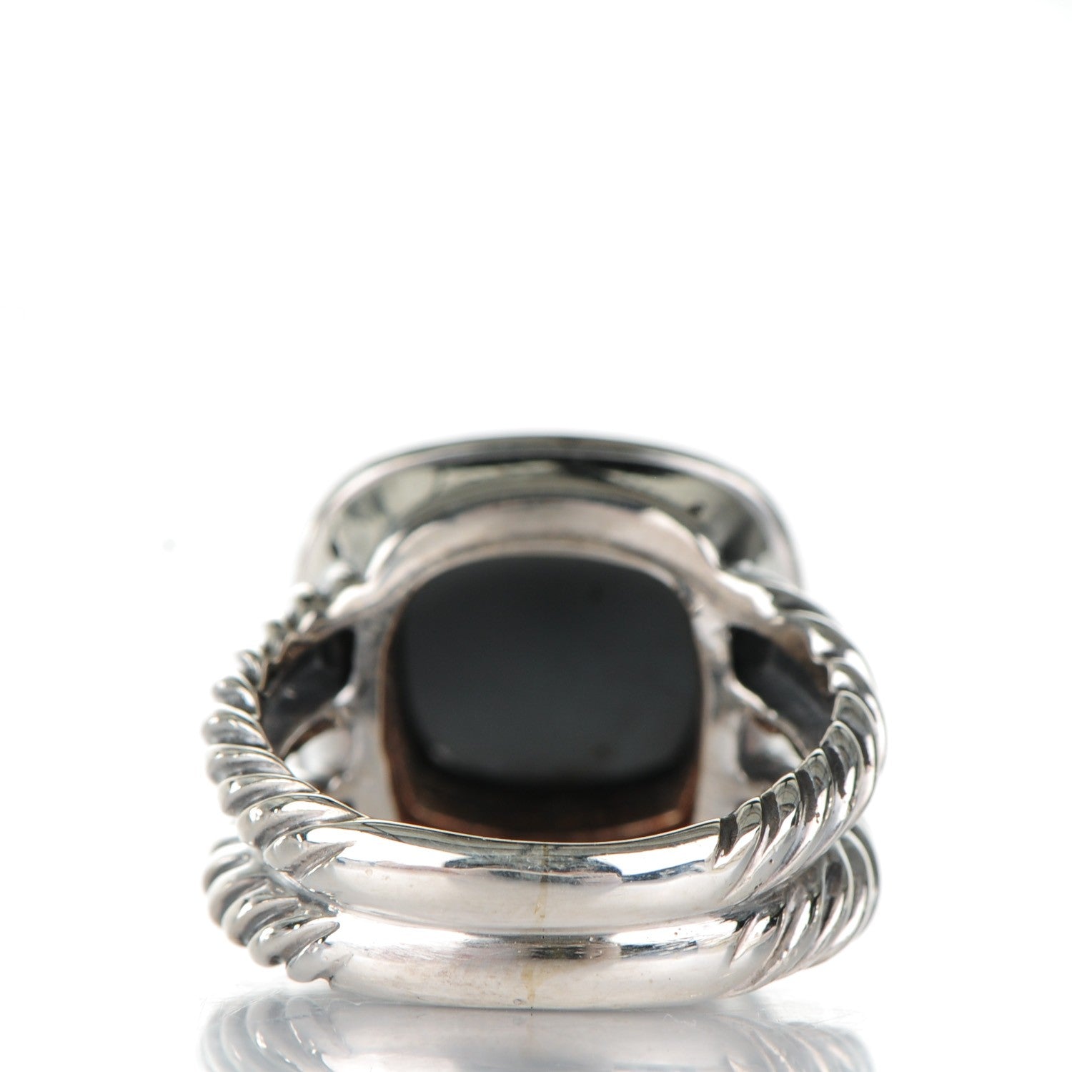 David Yurman Sterling Silver Diamond Hematite 11mm Albion Ring 50 5.25 3 of 4