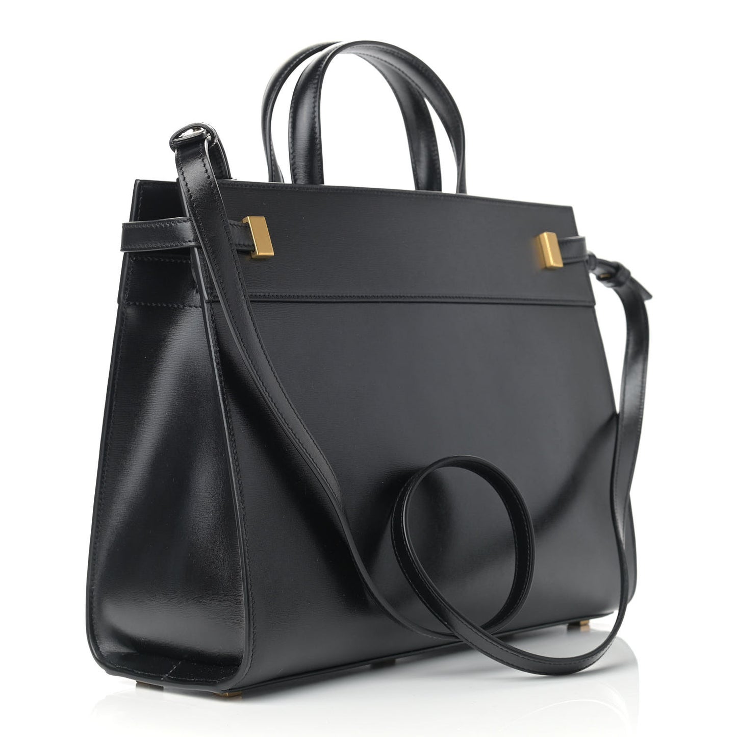 Calfskin Small Manhattan Shopper Tote Black