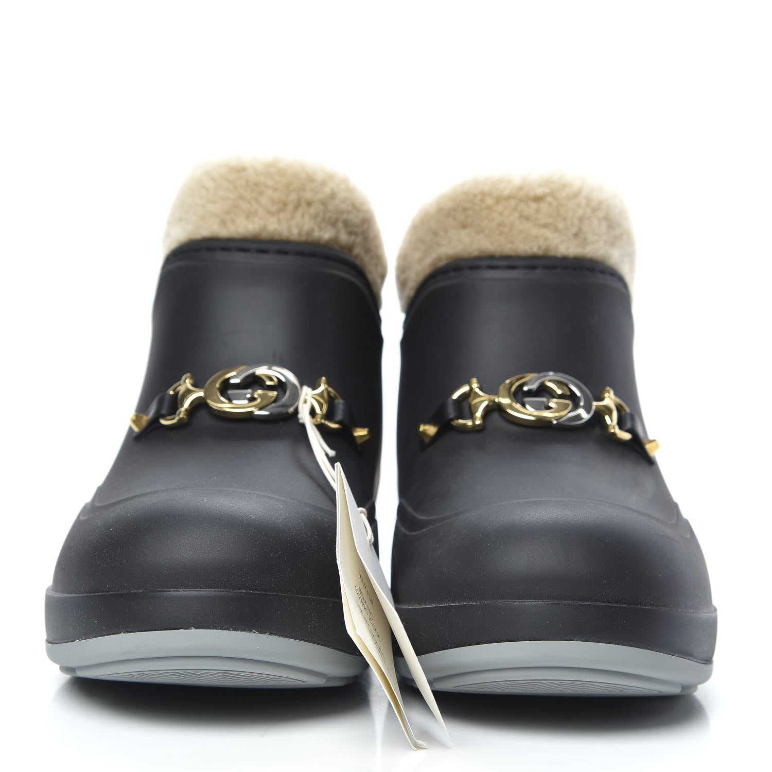 Gucci Rubber Wool Womens Crossy Ankle Boots 37 Black Butterscotch 2 of 8