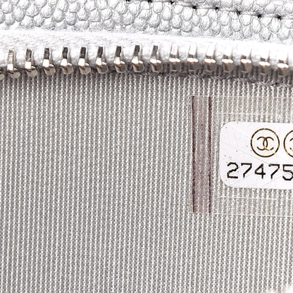 Chanel Metallic Caviar Chevron Quilted Small Vintage Mademoiselle Clutch With Chain Silver 8 of 13