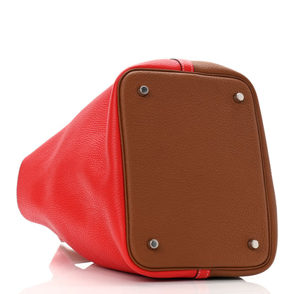 Hermes Taurillon Clemence Casaque Picotin Lock 22 MM Gold Rouge De Coeur 4 of 10