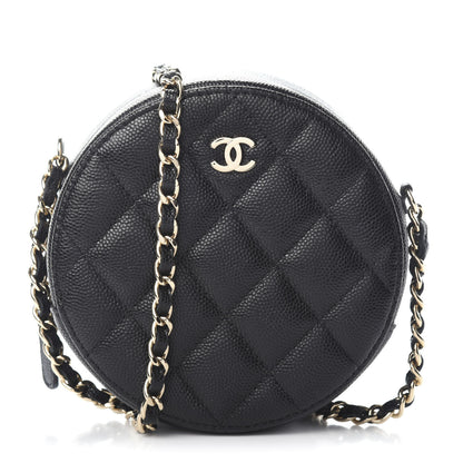 Chanel Caviar Quilted Round Clutch With Chain Black 1 of 9