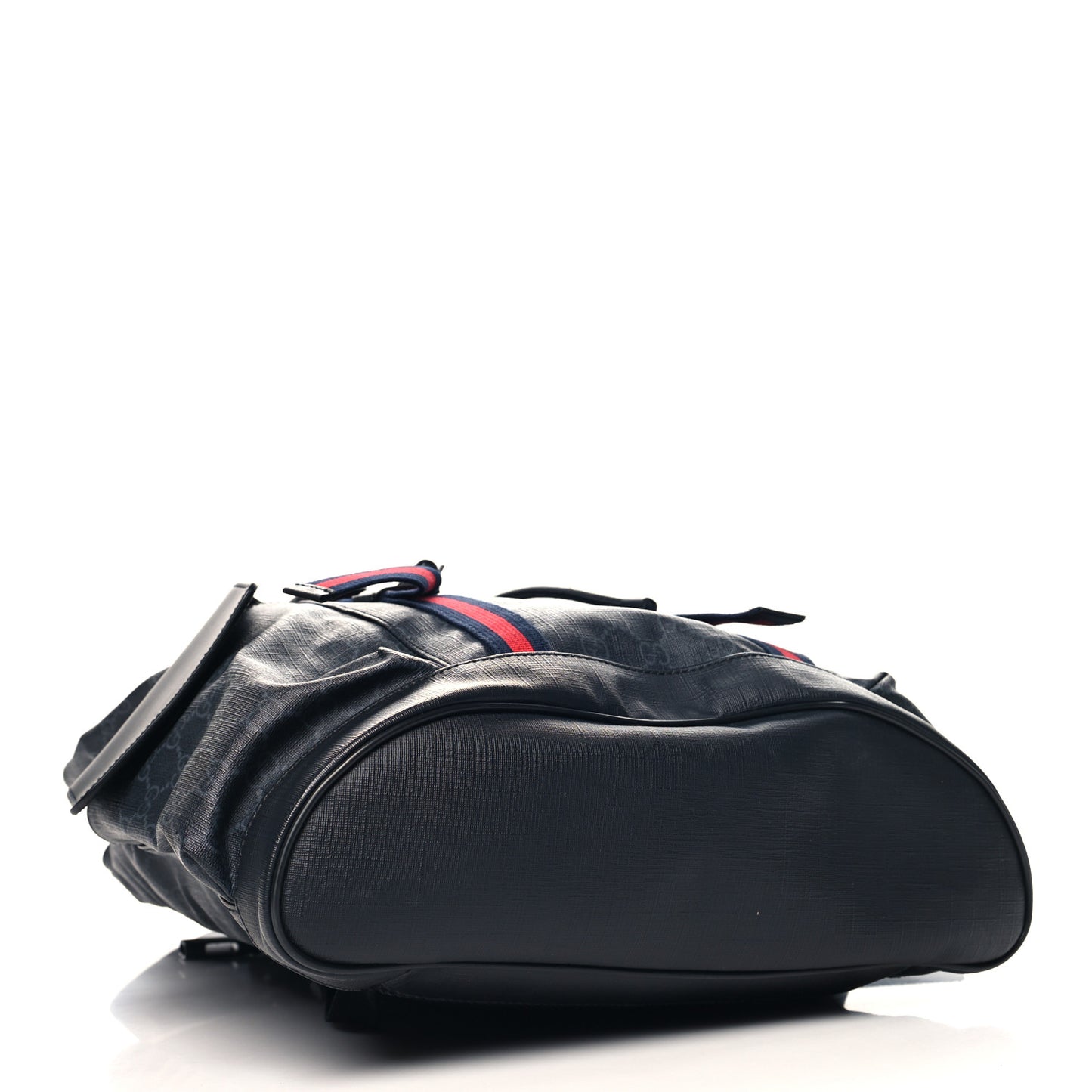 Soft GG Supreme Monogram Calfskin Web Double Buckle Backpack Black