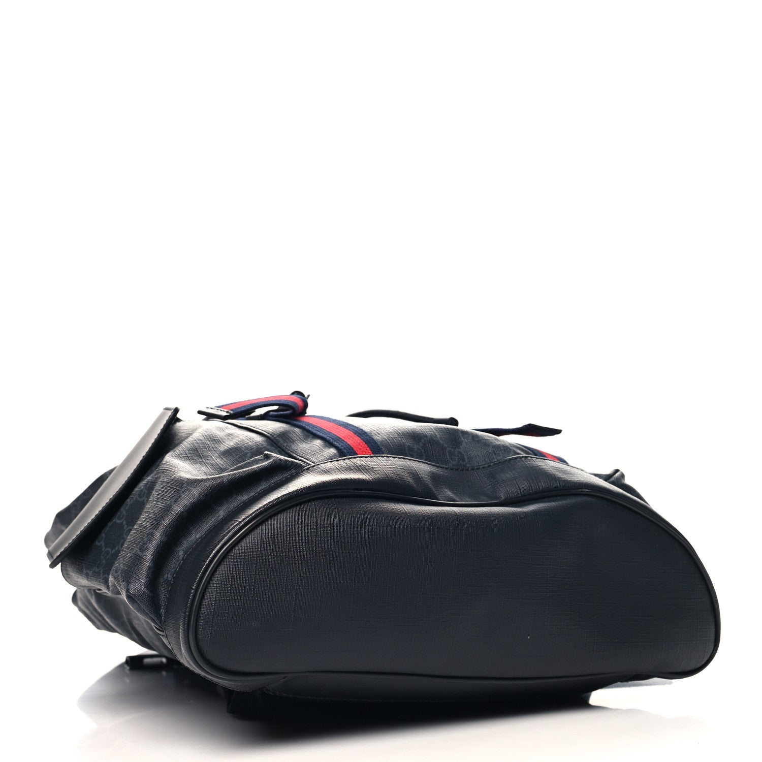 Gucci Soft GG Supreme Monogram Calfskin Web Double Buckle Backpack Black 4 of 11