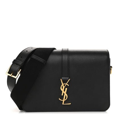 Saint Laurent Textured Calfskin Medium Classic Monogram Universite Bag Black 1 of 9