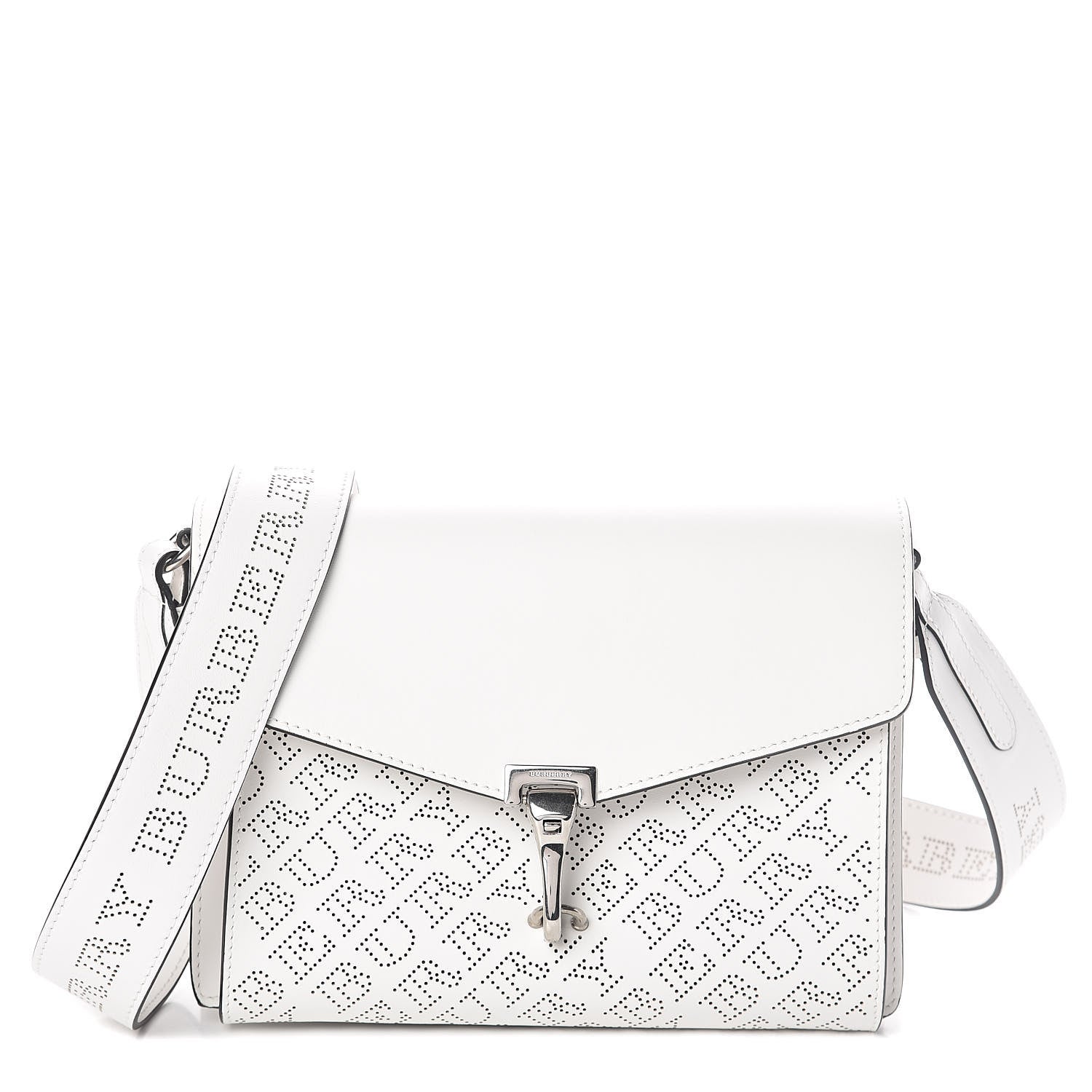 Burberry Calfskin Perforated Small Macken Crossbody Bag White 1 of 8