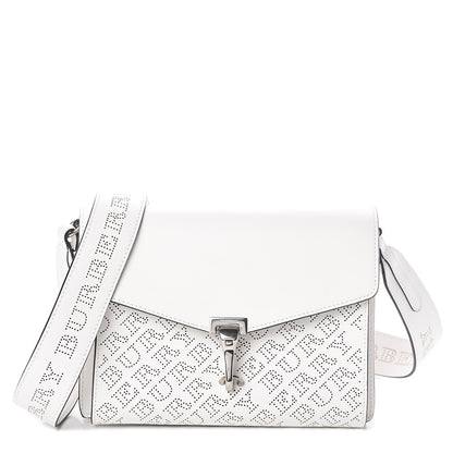 Burberry Calfskin Perforated Small Macken Crossbody Bag White 1 of 8