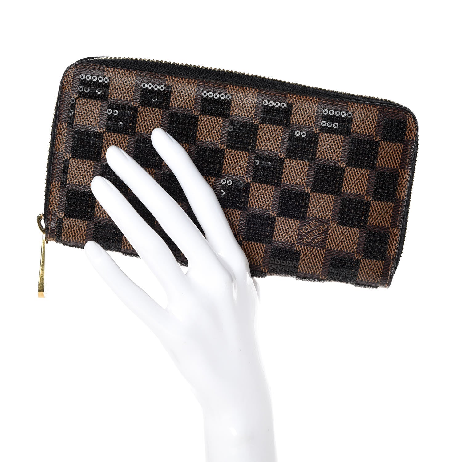 Louis Vuitton Damier Paillettes Zippy Wallet Black 2 of 7