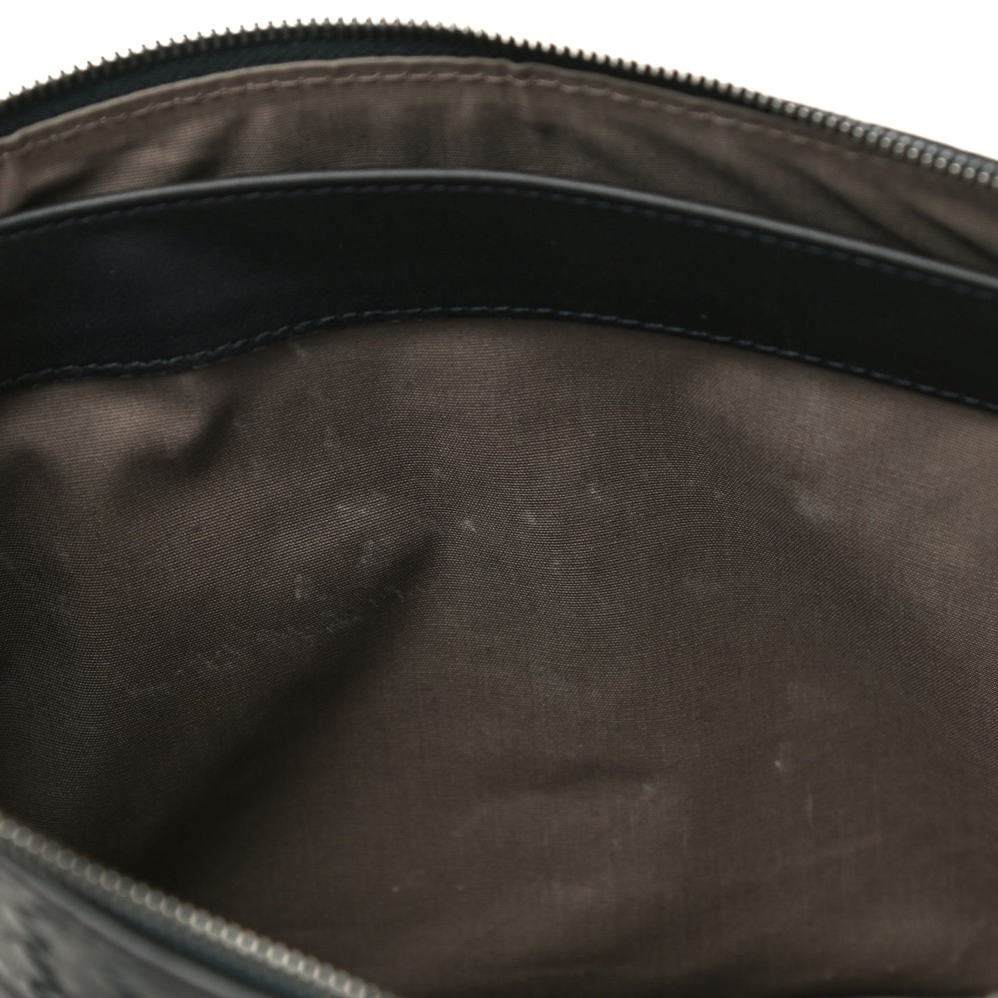Nappa Intrecciato Large Flat Zip Biletto Pouch Black