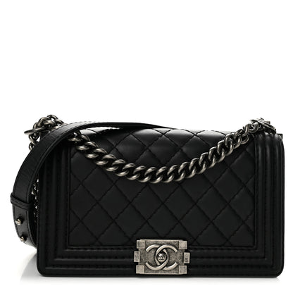 Chanel Calfskin Double Stitch New Medium Boy Flap Black 1 of 13