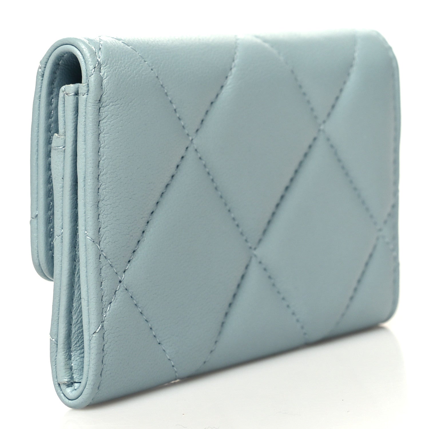 Chanel Lambskin Quilted Chanel 19 Flap Card Holder Light Blue 3 of 10