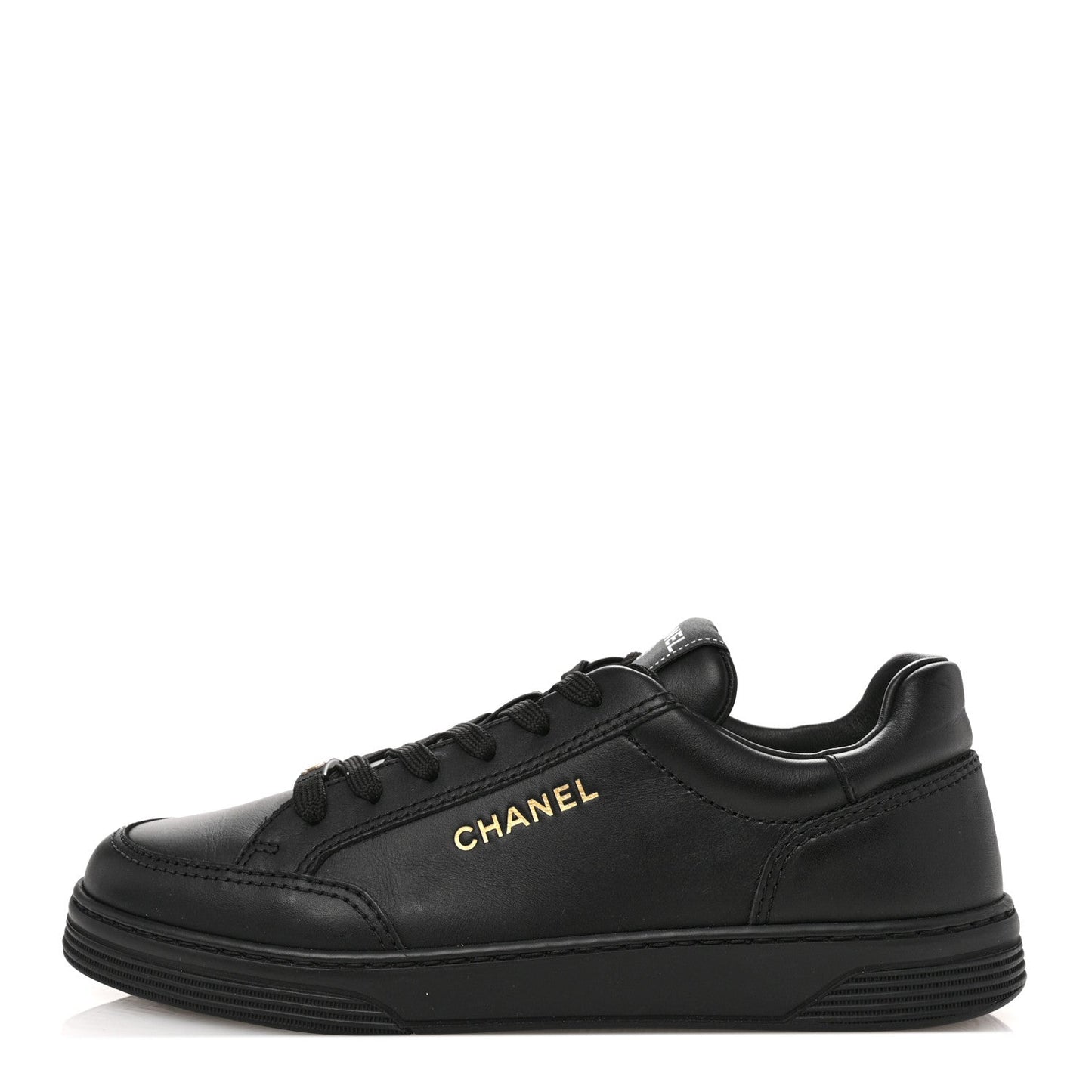 Calfskin Womens CC Logo Sneakers 38.5 Black