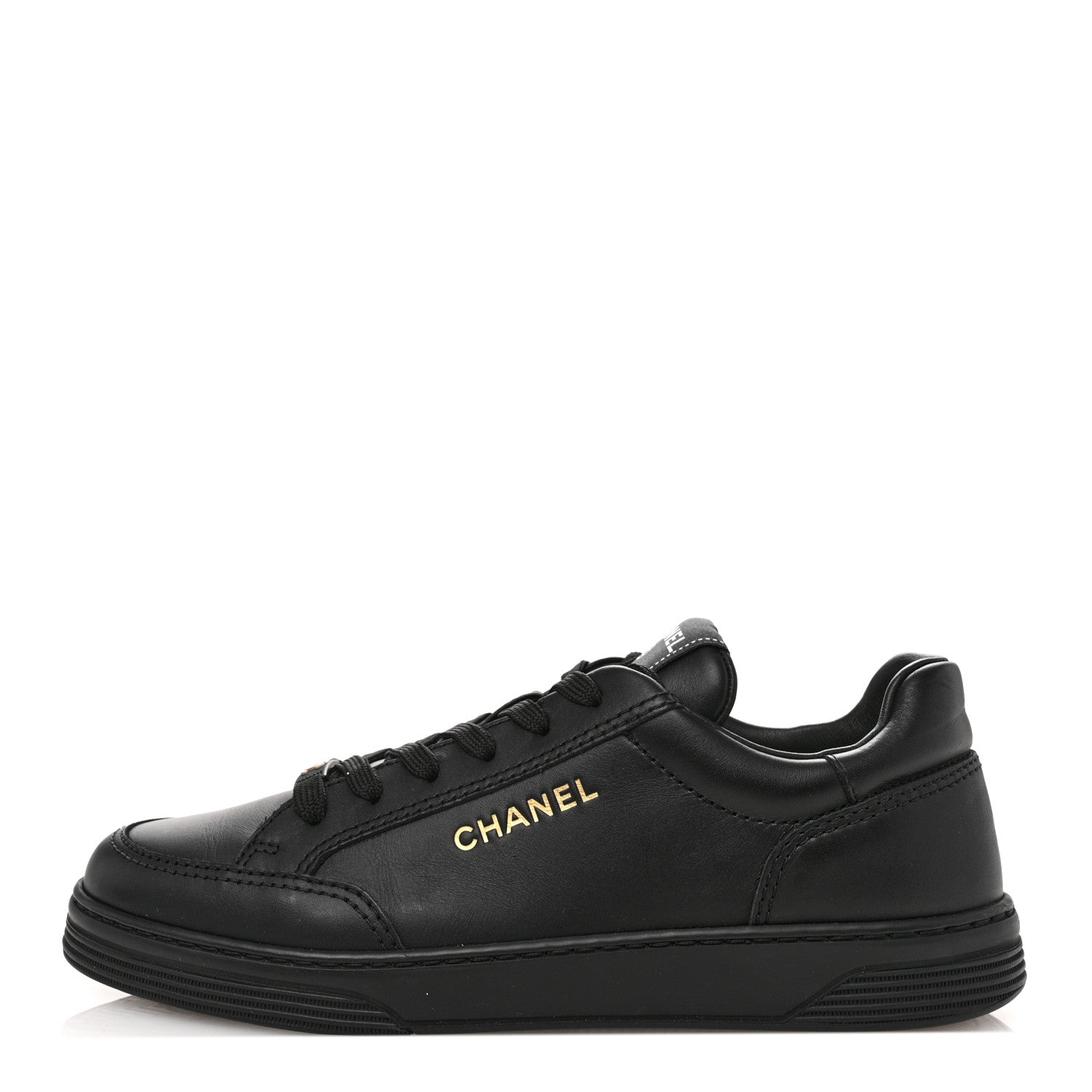 Chanel Calfskin Womens CC Logo Sneakers 38.5 Black 1 of 10
