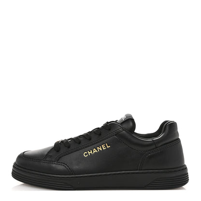 Chanel Calfskin Womens CC Logo Sneakers 38.5 Black 1 of 10