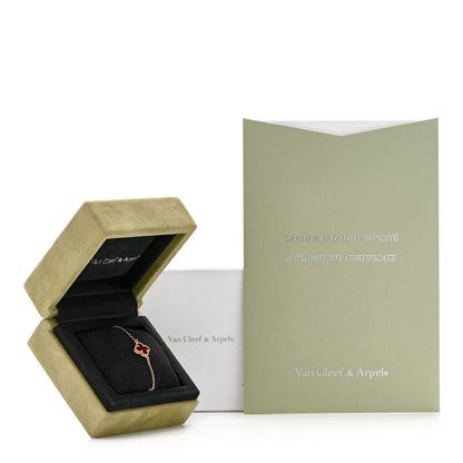 Van Cleef & Arpels 18K Rose Gold Carnelian Sweet Alhambra Bracelet 5 of 5